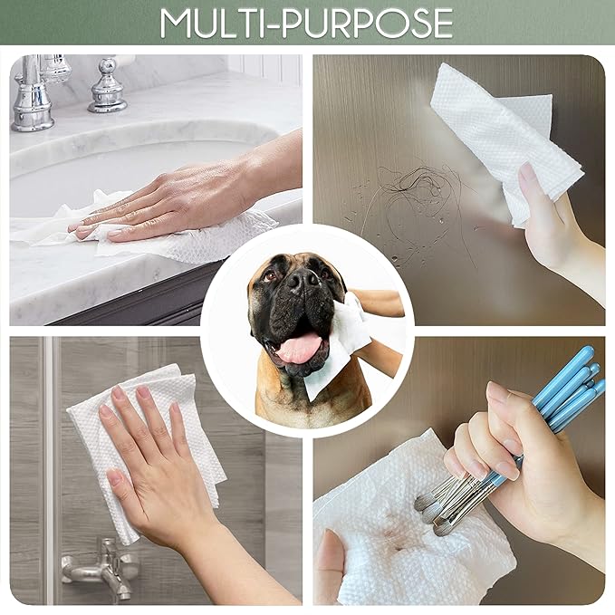 Travel Size Bamboo Viscose Disposable Face Towel Biodegradable Large Dry Face Wipes 30 Count/2 Box Extra Thick Soft Clean Facial Towels for Facial and Body Cleansing, Travel, Camping