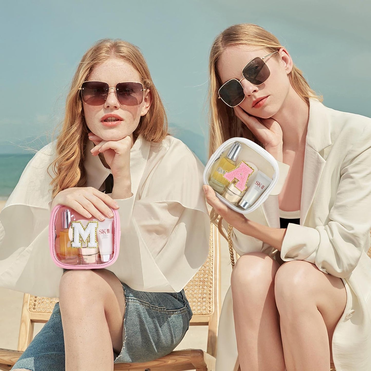 YOOLIFE Small Makeup Bag, Clear Makeup Bag Preppy Cosmetic Bags Travel Essentials Gifts for Women Teen Girlfriend Teacher Birthday Gifts 12 13 14 15 16 Years Old Girl Gifts Trendy Stuff White Mini A