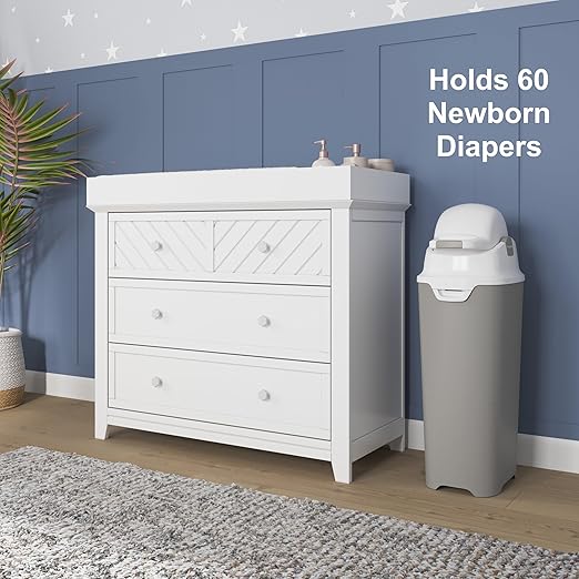 Foundations Tall Diaper Pail with Airtight Lid - Durable & Odorless Diaper Disposal, Large Capacity, Holds up to 60 Newborn Diapers, Refill with Any Bags - Green