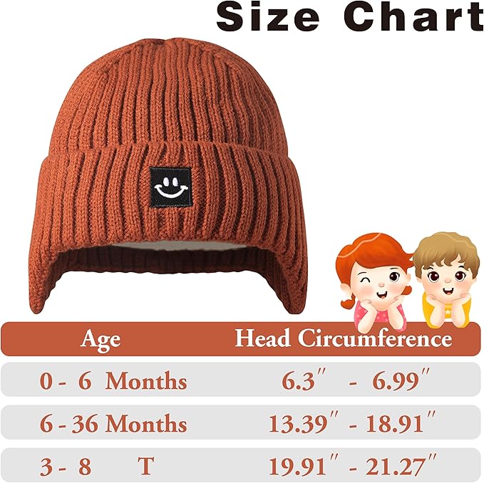 MaxNova 2 Pack Baby Beanie Toddler Winter Hat with Earflap for Girls Boys 0-8 Years