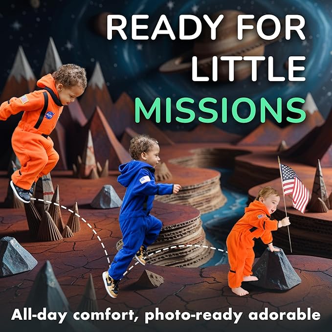 Astronaut Fleece Bodysuit - Baby & Toddler Kids Fleece Bunting with Full Zipper – Hooded One Piece NASA Jumpsuit