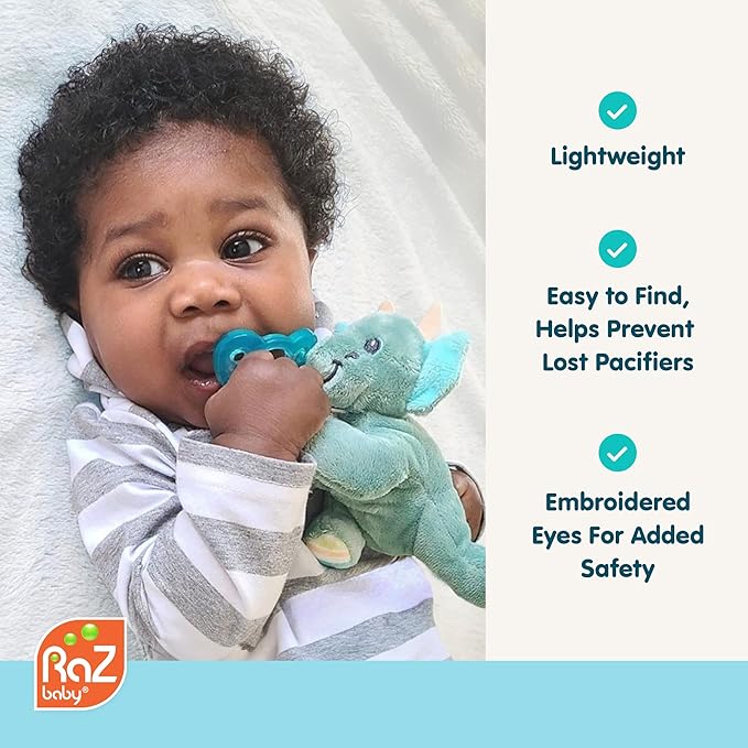 RaZbaby JollyPop Pacifier, Holder w/Detachable Baby Pacifier, Stuffed Animal RaZbuddy, All Ages 0M+, 100% Medical Grade USA Made Silicone, Machine Washable, Textured & Easy to Hold – Llama