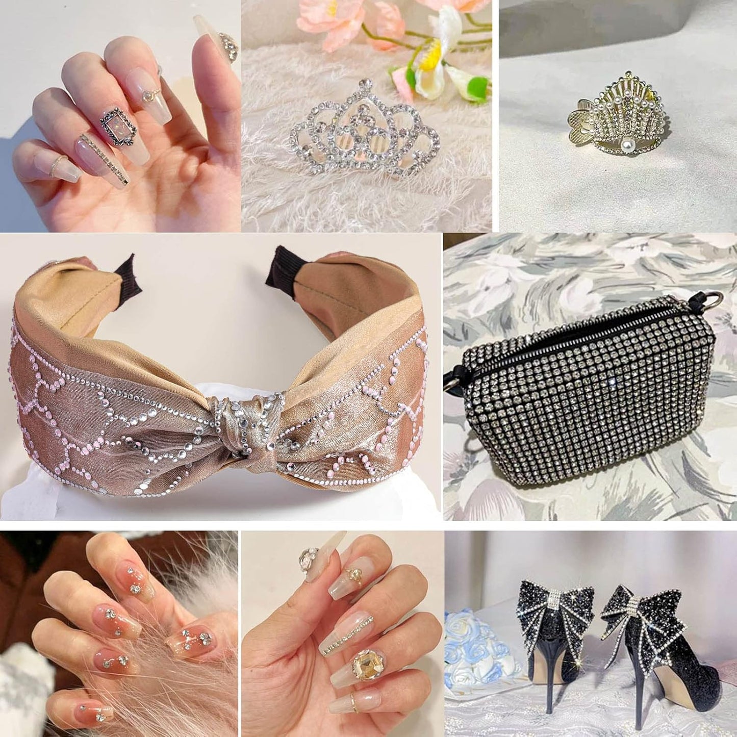 beadsland Flat Back Crystal Rhinestones Round Gems for Nail Art and Craft Glue Fix, Crystal (2.9-3.0mm) SS12/1440pcs