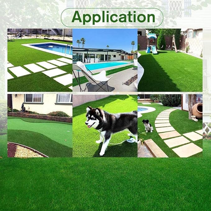 Artificial Grass Rug Outdoor Indoor 7FTX87FT Fake Grass Carpet Green Synthetic - Image 9