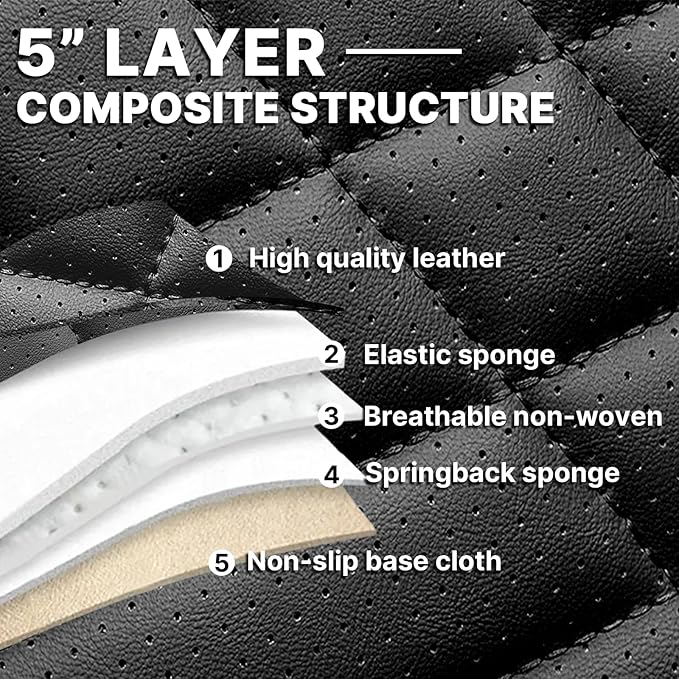 Car Seat Covers Full Coverage Seat Cover Premium Waterproof Faux Leather Cushion Universal Accessories Fit SUV Sedan Automotive Vehicle Auto Interior Seat Protector Full Set(2 Seat,Black&Gray)