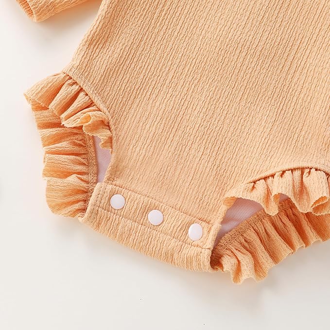YOUNGER TREE Infant Baby Girls Swimsuit Long Sleeve Swimsuits One Piece Swimsuit Solid Color Bathing Suit with Hat, UPF 50+