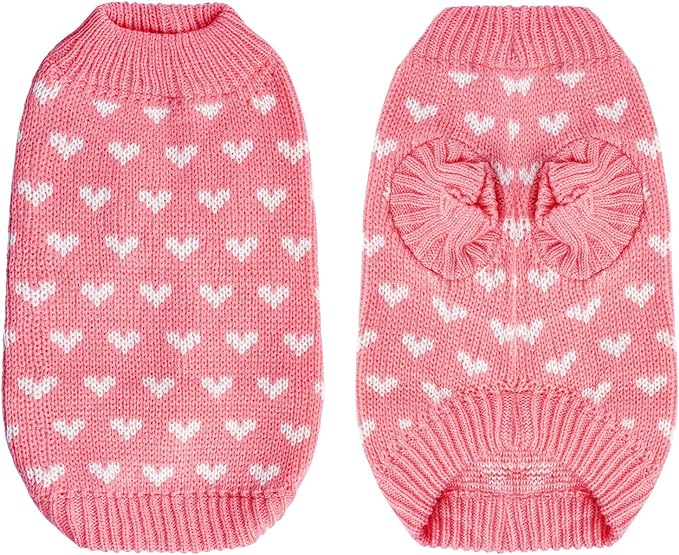 Dxhycc Dog Knitted Sweater Heart Puppy Sweater Warm Soft Pet Holiday Clothes - Image 2