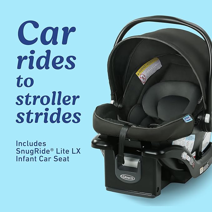 Graco Modes Pramette Travel System, 3-in1 Modular Carseat Stroller Combo, Infant Car Seat Carrier to Toddler Stroller, Includes the SnugRide Car Seat, Redmond