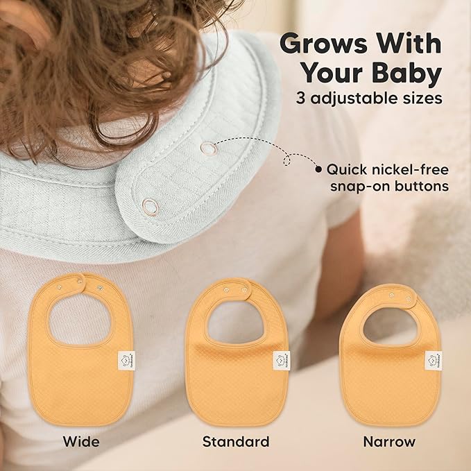 KeaBabies 8-Pack Organic Baby Bibs for Girls, Boys - Quilted Cotton Cloth Baby Drool Bibs for Drooling and Teething Toddler, Newborn, Infant, Soft & Super Absorbent (Sahara)