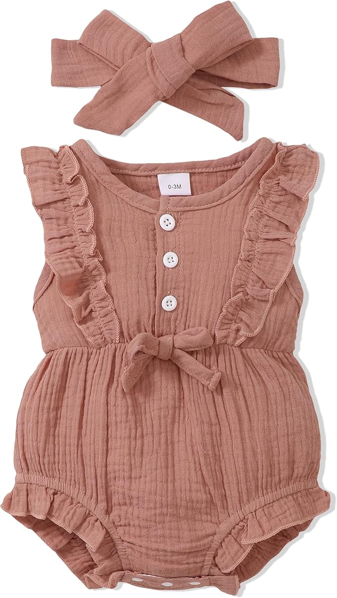 Renotemy Newborn Infant Baby Girl Clothes Rompers Summer Jumpsuits Short Sleeve Romper Infant Baby Clothes Girl