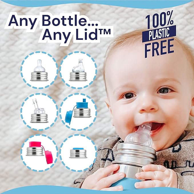 Pura Kiki 11oz/325ml Stainless Steel Sippy Cup Bottle w/Sleeve, Plastic-Free MadeSafe Certified, Medical-Grade XL Silicone Sipper Spout Fast Flow Rate for Kids, Toddlers, Babies & Infant - Aqua Swirl
