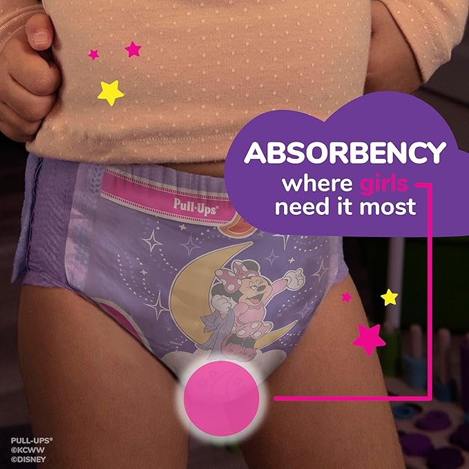 Pull-Ups Girls' Night-Time Potty Training Pants, Size 3T-4T Overnight Training Underwear (32-40 lbs), 72 Ct