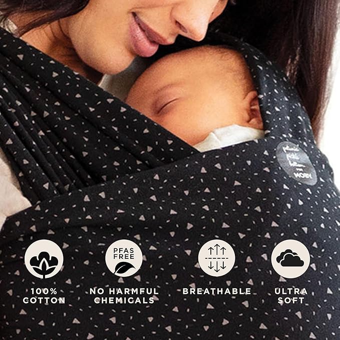 Moby Baby Wrap Carrier Classic by Petunia Pickle Bottom for Newborns to Toddlers (8-33lbs), Infant Sling Carrier, Lightweight & Hands Free Design, Adjustable for All Body Types (Terrazzo Black)