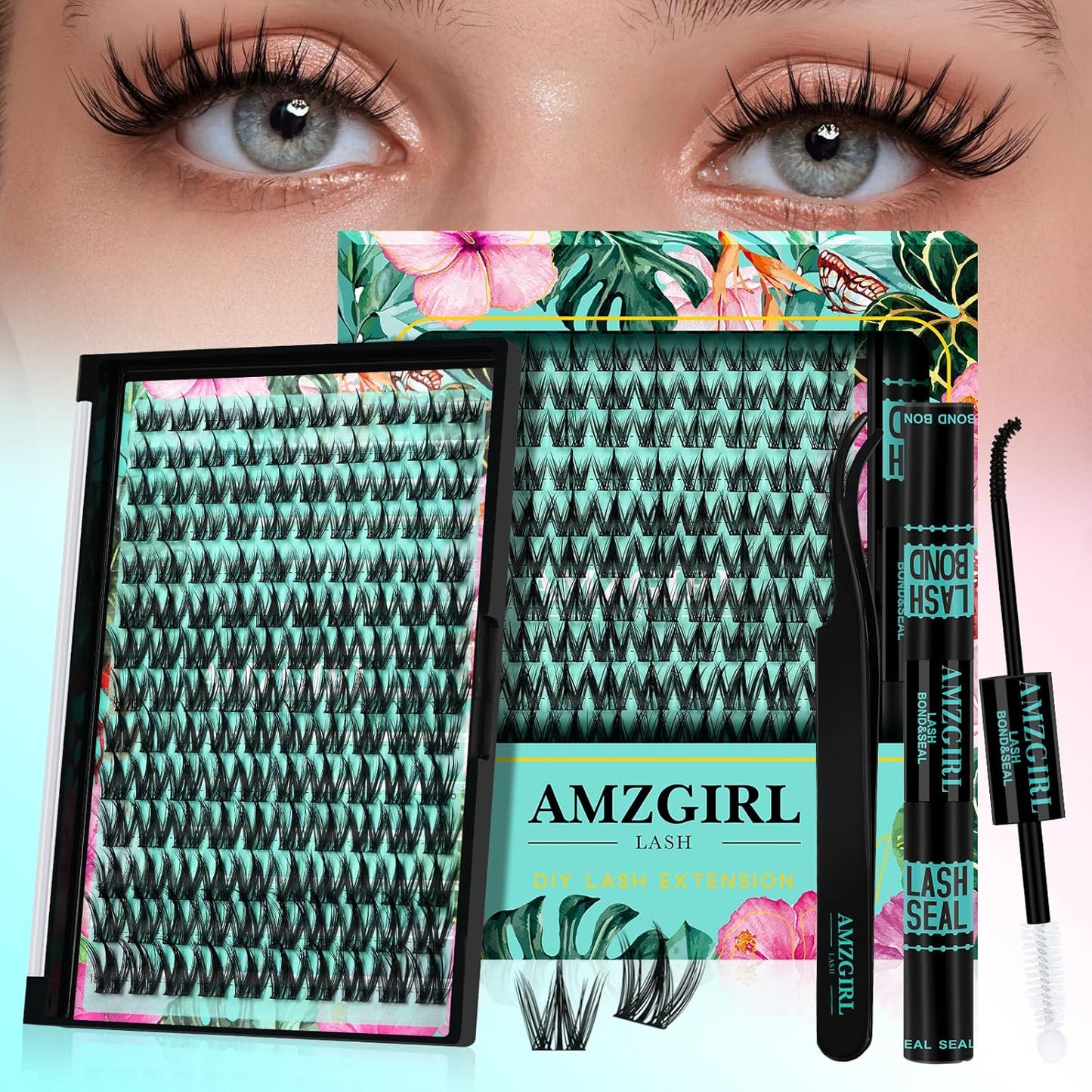 Lash Clusters Kit 140pcs Manga Lash Extension Kit Anime Cluster Lashes Natural Look with Waterproof Lash Bond and Seal, Lash Tweezer with Wet Look Ultra-Thin Band Anime Lashes(Puppy-Kit,C-10-18mm)