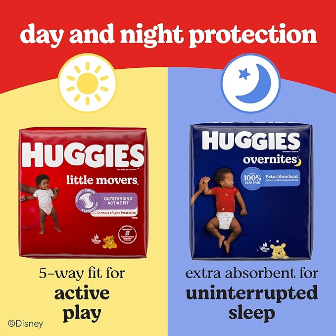 Huggies Size 8 Diapers, Little Movers Baby Diapers, Size 8 (46+ lbs), 38 Count