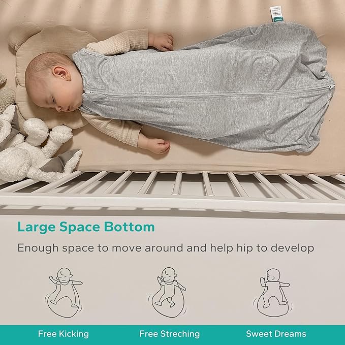 Rayon Made from Bamboo Sleep Sack, 0.5 TOG Wearable Blanket Baby, Sleep Sack 0-6 Months for Spring and Summer, Grey
