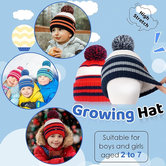 FZ FANTASTIC ZONE Kids Toddler Winter Hat Beanie with Warm Fleece Ski Baby Hats for 2-7 Years Skull Cap Baby Boys Girls Gifts
