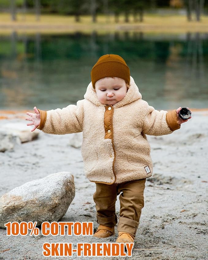 ROYBENS 100% Cotton Baby Beanie Cute Toddler Winter Hat Boys Girls Kids Soft Warm Knit Cuffed Caps Beanies for 0-8 Years