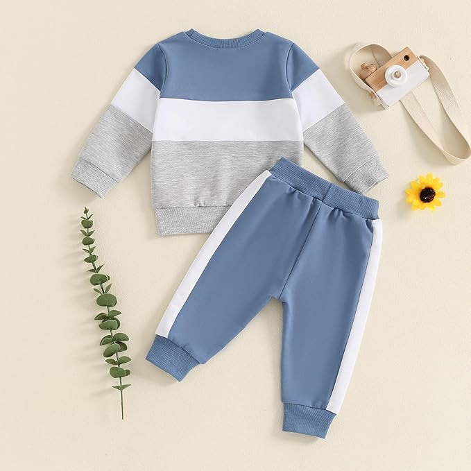 Toddler Baby Boy Fall Outfits Long Sleeve Crew Neck Pullover Sweatshirt + Jogger Pants Set Infant Winter Clothes