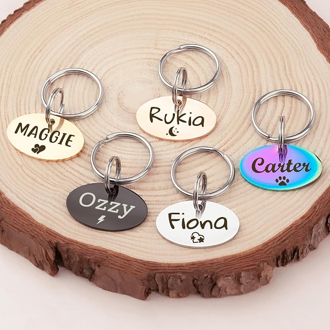 Anavia Small Size Dog Cat ID Tags, Small/XS Personalized Color Plated Stainless - Image 3