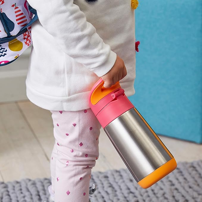 b.box 12 oz Insulated Water Bottle - Keeps Drinks Cold 8 Hours, Warm 6 Hours, Triple Wall Stainless Steel Kids Water Bottle w/Free Flow Silicone Straw, Leakproof & Dishwasher Safe