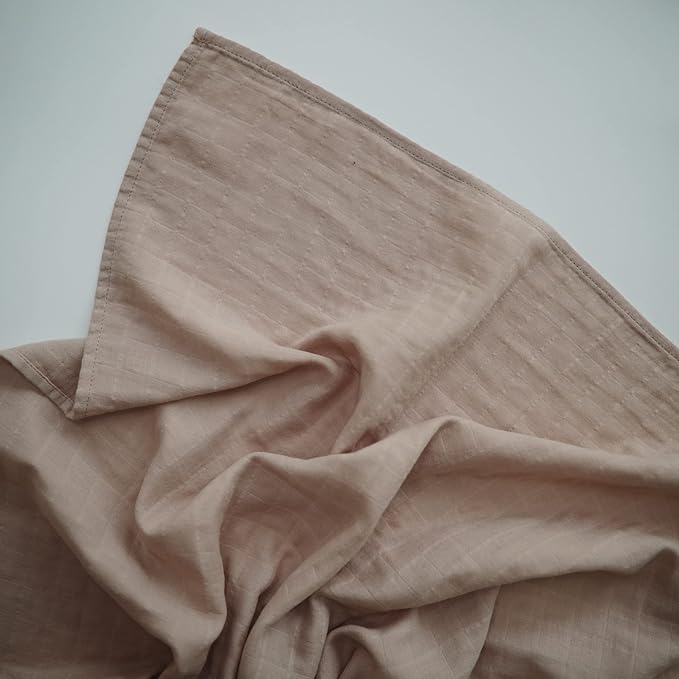 mushie Muslin Baby Swaddle Blanket | 100% Organic Cotton (Pale Taupe)