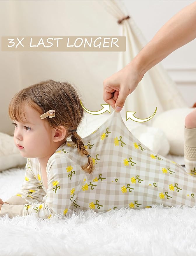 JunNeng Baby Girl Viscose from Bamboo Sleeper with Mitten Cuffs, 2 Way Zipper Romper, Sleep N' Play Pajamas 0-18 Months