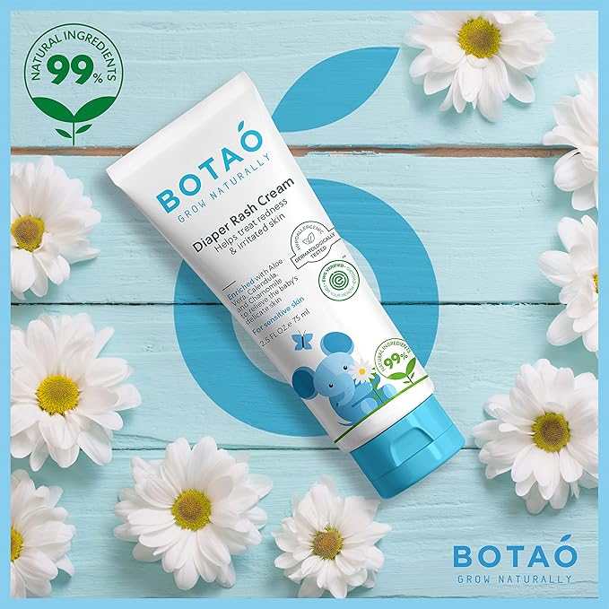 Baby's Natural Diaper Cream | Organic Diaper Cream EWG Verified | Naturally Soothes Baby Rashes | Baby zinc Ointment Natural | For Sensitive Skin with Aloe Vera & Calendula, 2.5Oz (3 Pack)