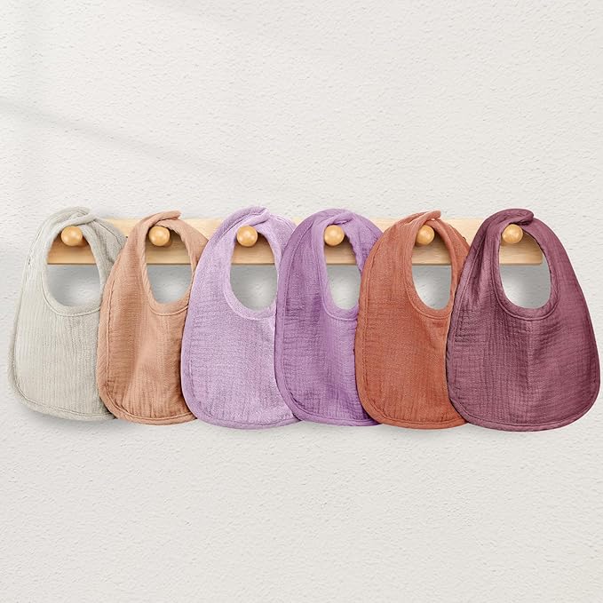 Muslin Baby Bibs for Unisex Boys Girls, Cotton Drool Bibs, Adjustable Newborn Bibs for Drooling and Teething
