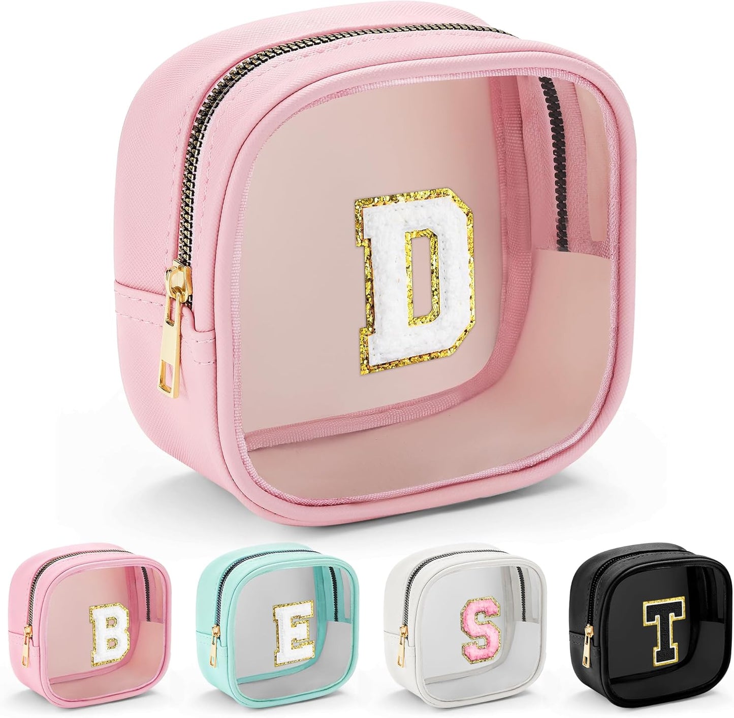 YOOLIFE Mini Makeup Bag | Clear Makeup Bag Toiletry Case | Travel Transparent Cosmetic Bag | Portable Make Up Organizer | Small Cosmetic Bag for Purse | Teacher Daughter Gifts | Pink D