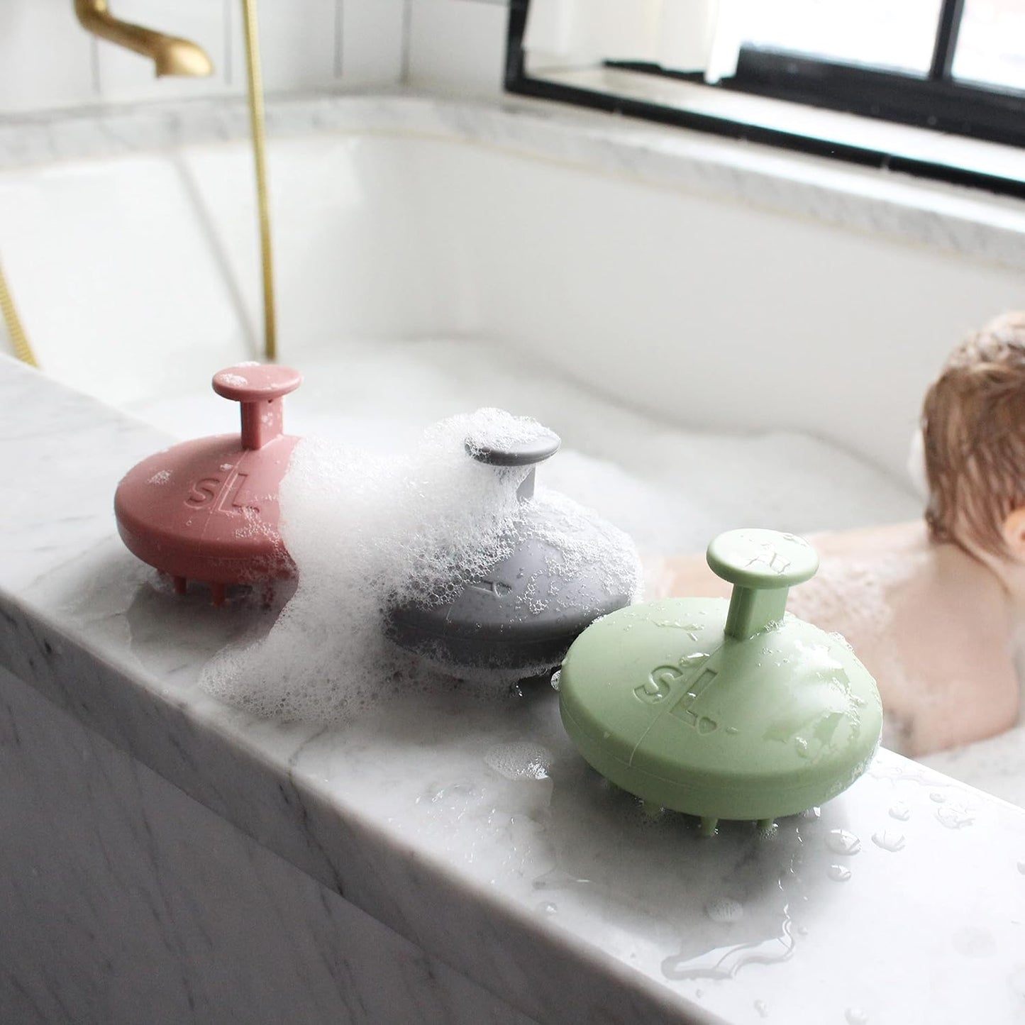 scalpluv | Scalp Massager Hair Brush, 3 in 1 Hair Massager, Exfoliator, Promotes Hair Growth, Dandruff Treatment, Waterproof Shower Scalp Scrubber with Soft Bristles, Shampoo Scrubber (Gray)