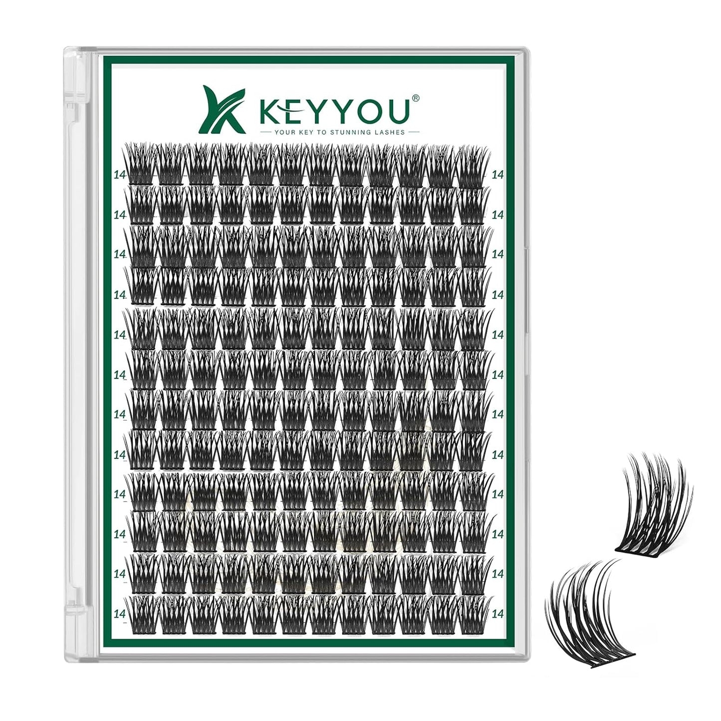 Lash Clusters 144pcs Individual Lashes D Curl 14mm Eyelash Clusters KEYYOU Air Touch Cluster Lashes Super Lightweight Soft Wispy Comfortable Easy DIY at Home(Air03-D-14mm)