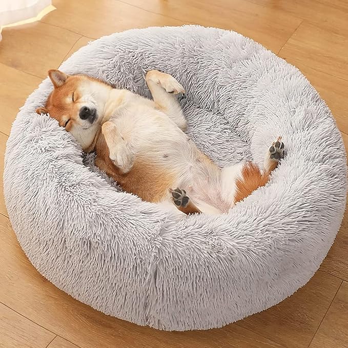 Calming Donut Dogs Beds for Small Dogs Washable, 19inch Fluffy Round Puppy Bed - Image 2