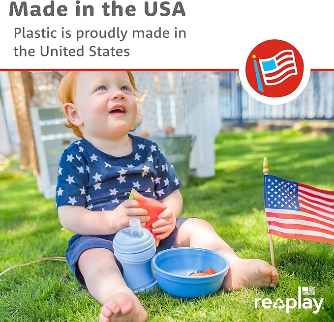 Re-Play 12 oz. Toddler Bowls Set of 4 - Kids Deep-Walled, Durable & Reusable Snack and Meal Bowls, Dishwasher & Microwave Safe, BPA-Free, Made in USA from Recycled Plastic, Citrus