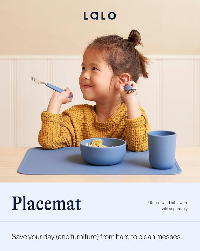 Lalo Silicone Placemat for Toddlers & Babies - Non-Slip Kids Placemat for Restaurants & Dining Tables - Non-Toxic & BPA Free Safe - for Ages of 4 Months and Up - Sage