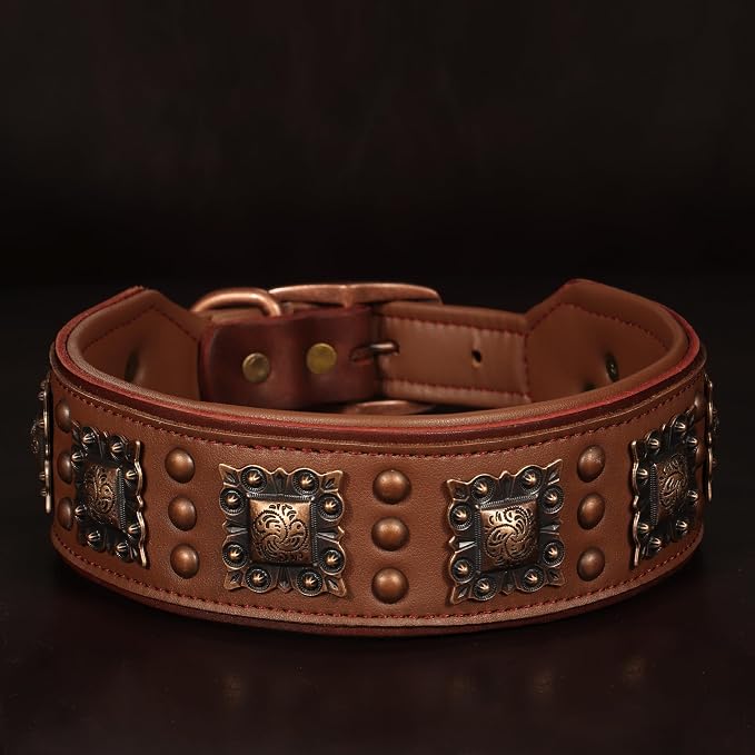 PET ARTIST Upgrade Padded Leather Dog Collar, 2 inch Wide Genuine Leather Dog - Image 8