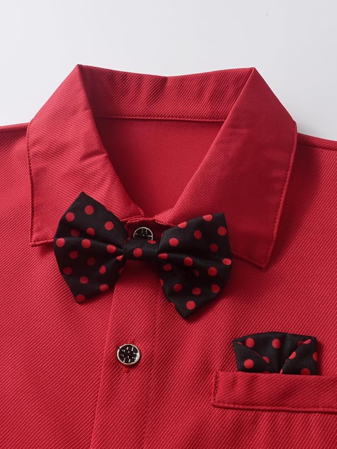 Boarnseorl Baby Boys Pants Sets,Toddler Gentleman Outfits, Infant Long Sleeve Shirt + Pants + Bow Tie + Suspenders