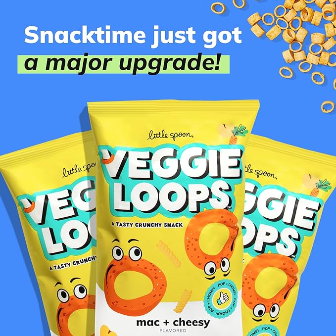 Little Spoon Veggie Loops Duo – Mac N Cheese & Pizzalicious Flavors – Baked, Hidden Veggies, Toddler Snacks (2-Pack)