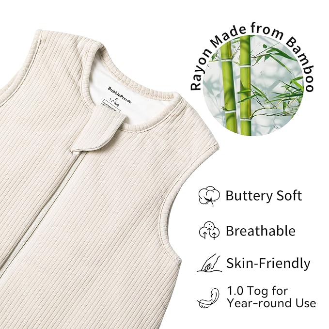 Rayon Made from Bamboo Toddler Sleep Sack with Feet 24-36 Months 1.0 Tog Breathable Sleep Sack 2t-3t Ultra Soft Baby Wearable Blanket with Legs Unisex Sleeping Bag with 2-Way Zipper