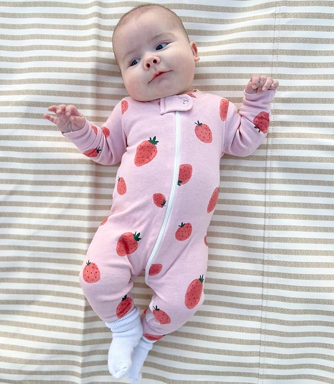 Owlivia Organic Cotton Baby Boy Girl Zip up Sleep 'N Play Pjs, Footless, Long Sleeve