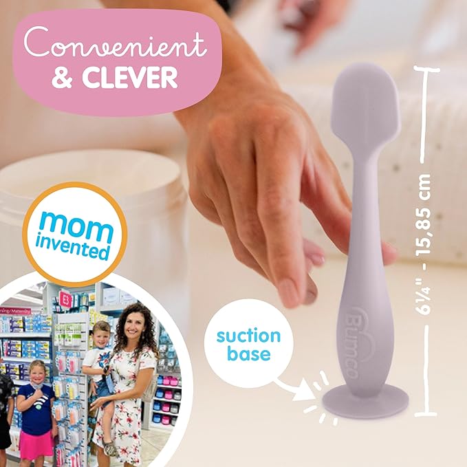 Baby Bum Brush - BPA-Free Diaper Cream Spatula with Suction Cup Base, Soft & Flexible Silicone, Wipe-Clean, Mom-Invented Diaper Bag Essentials (Lavender)