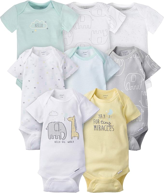 Gerber unisex-baby 8-pack Short Sleeve Onesies Bodysuits