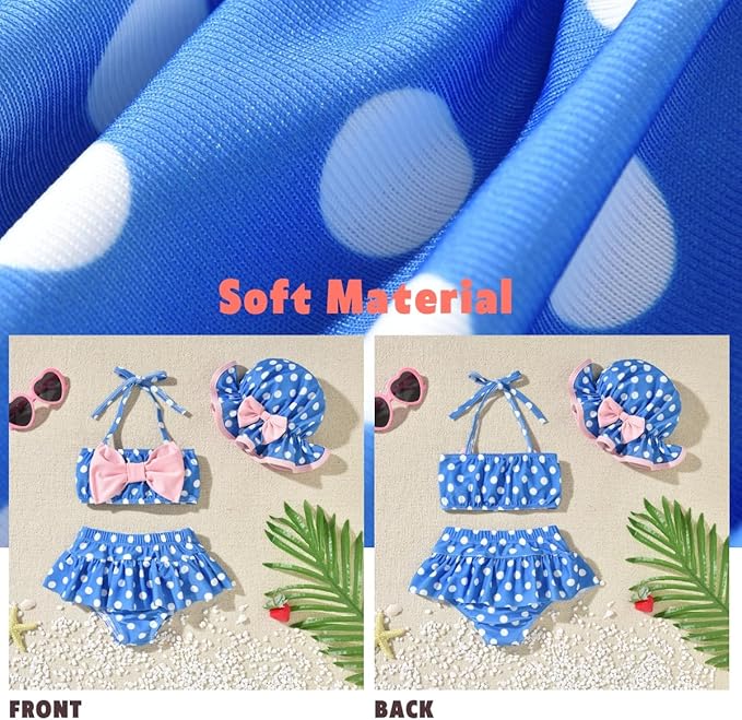 Aalizzwell Baby Girl 2-Piece Bikini Swimsuit with Hat