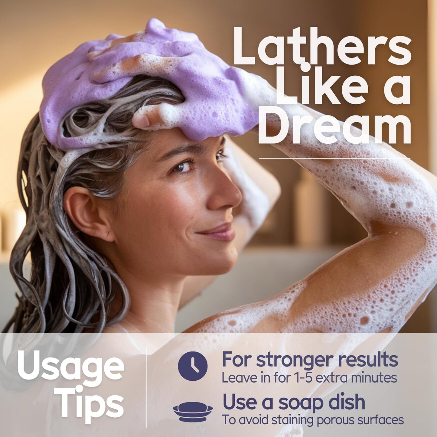 Arista Purple Shampoo Bar, Amla Fruit Powder, Purple Toner & Castor Oil, Moisturizing & Plastic Free Hair Soap, Sulfate Free Solid Shampoo Puck for Grey Hair