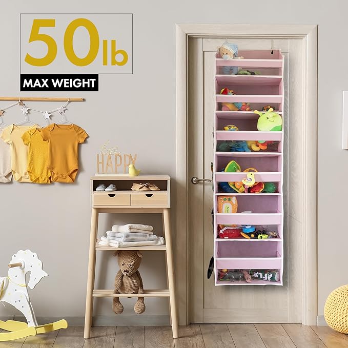 HOMELUX THEORY 1 PC Heavy Duty Over the Door Organizer 55x14x6.7, 6 Large Front & 12 Side Pockets, Hanging Storage Closet Door Organizer for Bedroom, Bathroom and Baby Nursery Storage (Baby Blue)