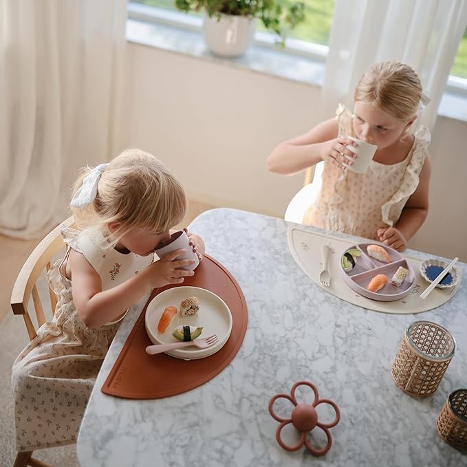 mushie Silicone Placemat for Kids | BPA-Free Non-Slip Design (Powder Pink Confetti)