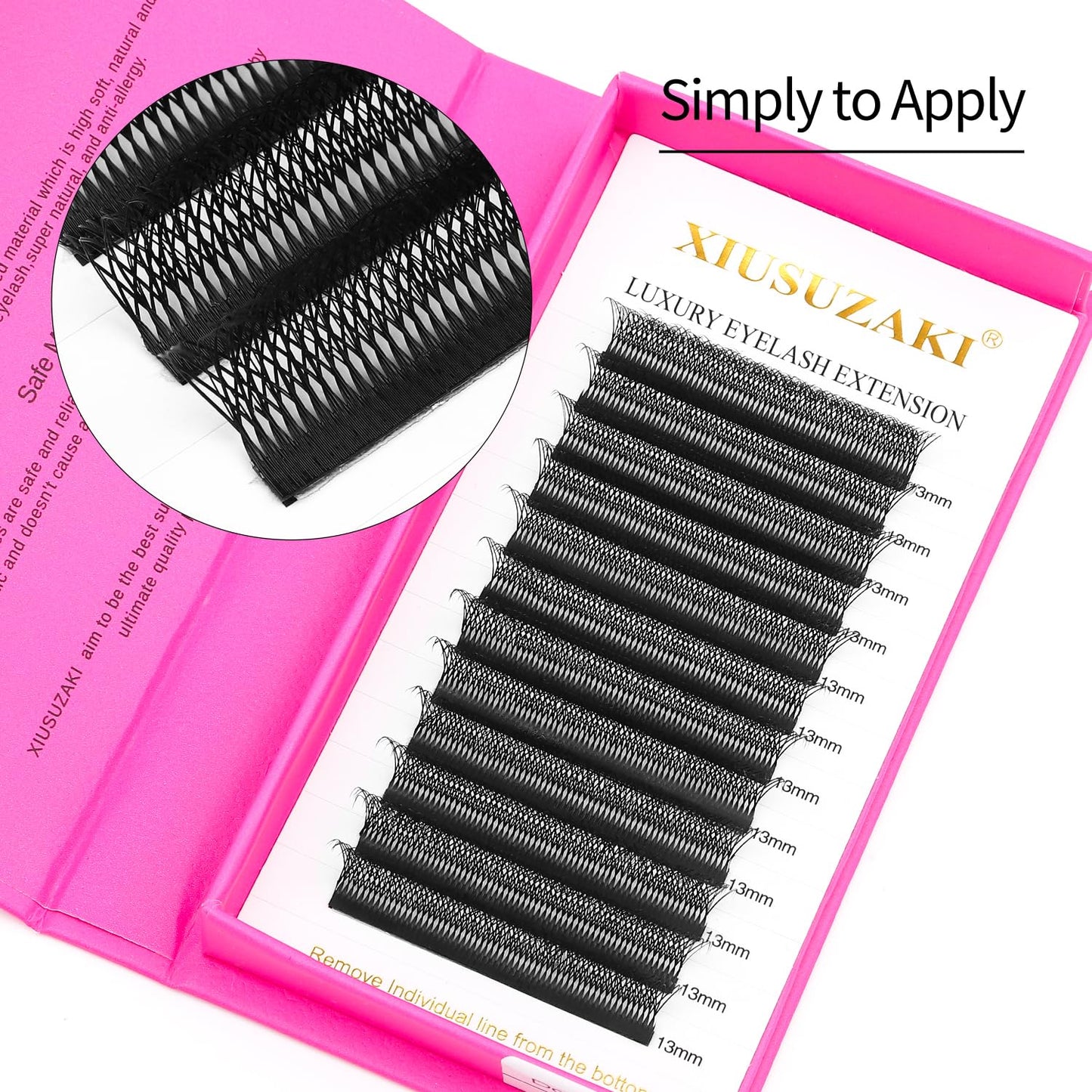 Lash Extensions Double Tips 4D Eyelash Extensions W Shape 0.07mm Thickness C Curl 15mm Premade Fans Easy Fan Volume Lashes Matte Black Crisscross(W-4D-Double Tips-0.07-C,15mm)