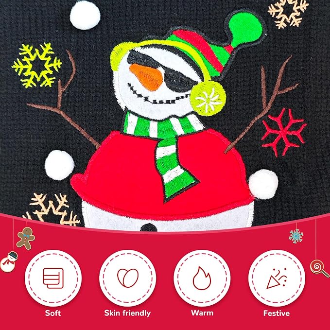 Christmas Dog Sweaters Xmas Pet Outfit Clothes Cute Black Snowman Costume Puppy - Image 5