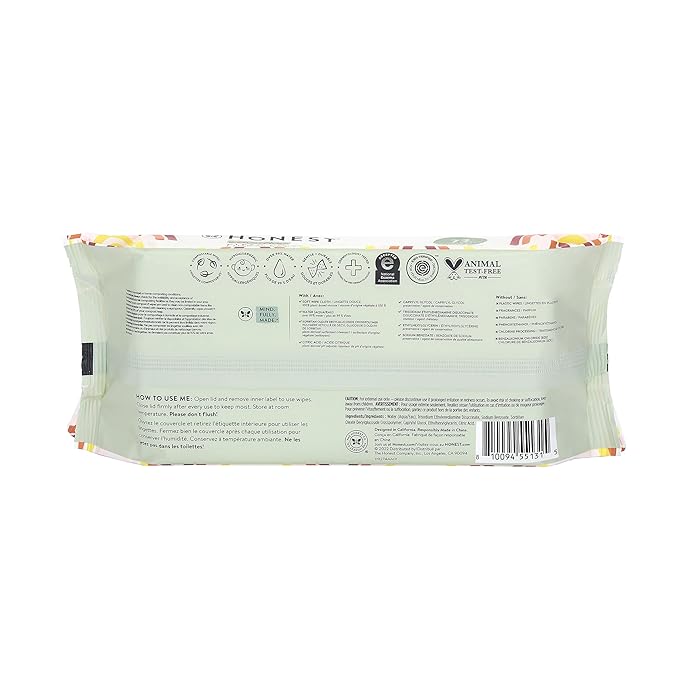 The Honest Company Clean Conscious Multi-Use Wipes | Hypoallergenic + Unscented for Sensitive Skin | Over 99% Water, Compostable, Plant Based, Baby Wipes | Pattern Play, 576 Count