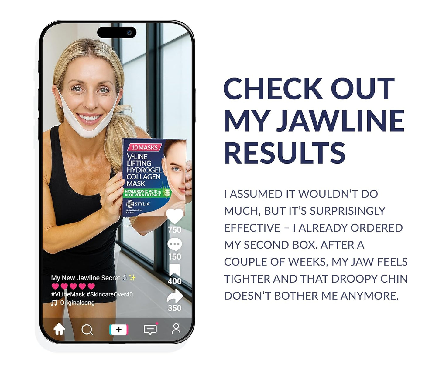 Stylia V Line Lifting Collagen Face Mask - Double Chin Strap for Women - Jawline Shaper Face Lift Tape - Neck Lift Collagen Mask - Chin Strap for Sleeping - Hyaluronic Acid, Aloe Vera, Cica 7PC